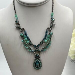 Ayala Bar Meadow Teal Aqua glass beads Swarovski crystals and stones Necklace
